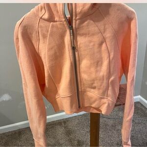 Peach lululemon scuba full zip Hoodie. Size 8
